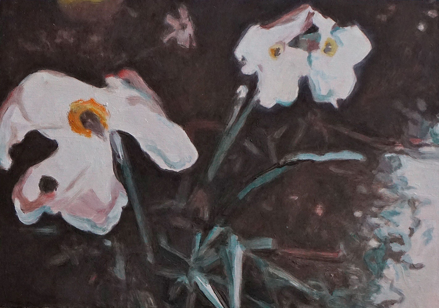 oT, Öl auf Karton, 29 x 21 cm, 2016 - Blumen